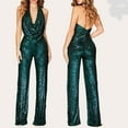 thumbnail image 1 of AOOCHASLIY Women Short-sleeved Sequin Solid Casual Jumpsuit, 1 of 5