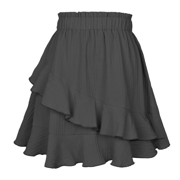 AOOCHASLIY Women Skirts Short Clothes Trendy Solid Color Dress Classic High Waist Ruffles Irregular Wrinkles Design Skirt