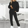 thumbnail image 1 of AOOCHASLIY Women Suits Women Casual 2 Piece Outfits Long Sleeve Loose Tops Skinny Round Neck Long Pants Sets Sweatshirts Suit, 1 of 5