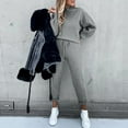 thumbnail image 1 of AOOCHASLIY Women Suits Women Casual Solid Color Two Piece Long Pants Hooded Pullover Long Sleeve Sweatshirts Sets, 1 of 5