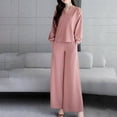 thumbnail image 1 of AOOCHASLIY Women Suits Women Comfortable Casual Put Together Color Long Sleeve V-Neck Blouse + Pocket Long Pants Sets, 1 of 5