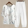 thumbnail image 1 of AOOCHASLIY Women Suits Women's Casual Round Neck 5/4 Sleeve Top and Pants Digital Printing Two-piece Set, 1 of 1