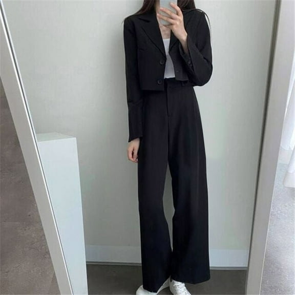 AOOCHASLIY Women Suits Women's Fashion High-end Sense Temperament Commuting Suit Long Sleeved Lapel Set