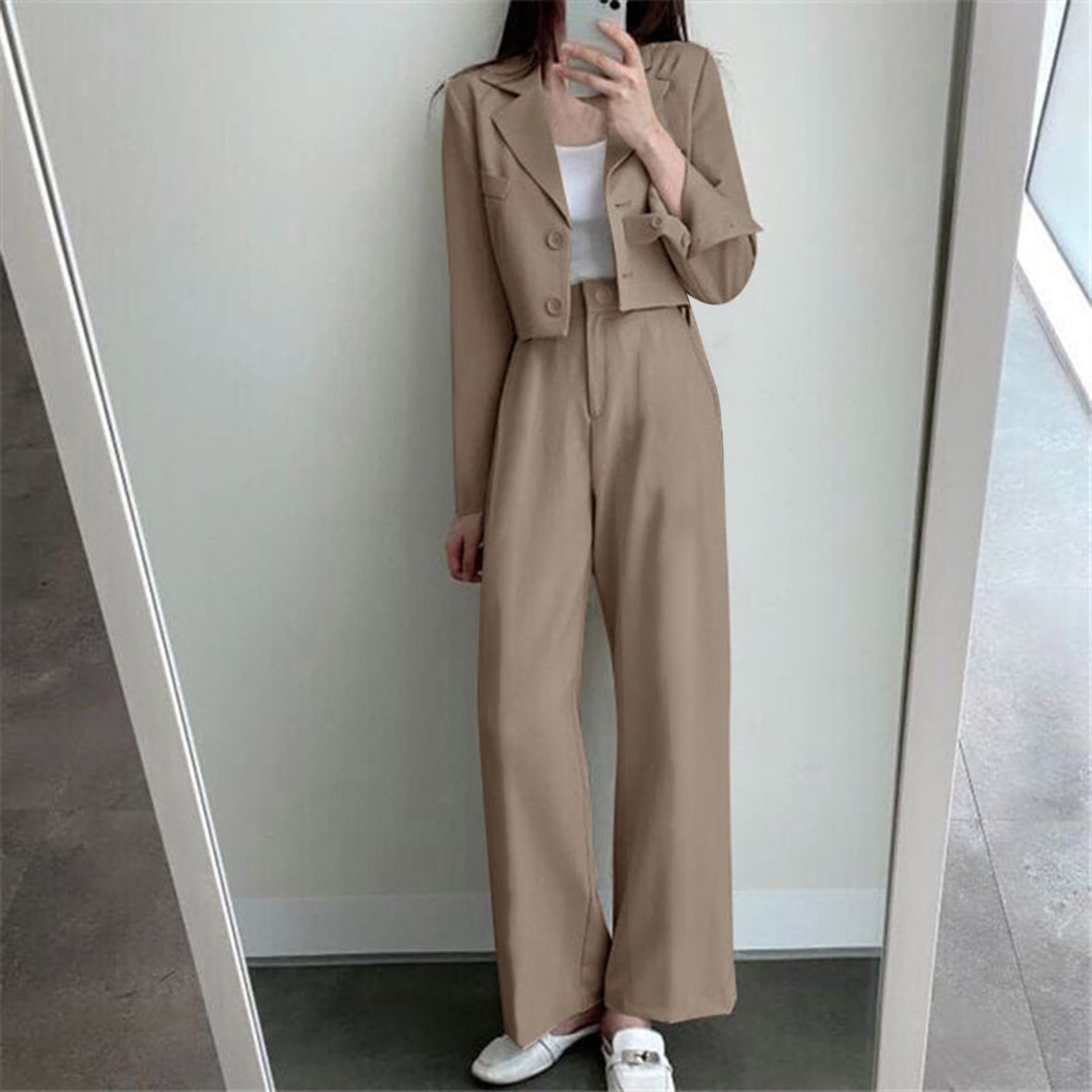AOOCHASLIY Women Suits Women's Fashion High-end Sense Temperament Commuting  Suit Long Sleeved Lapel Set - Walmart.com