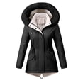 thumbnail image 1 of AOOCHASLIY Women Winter Coat Fashion Casual Women's Winter Solid Collar Hooded Drawstring Waist Zipper Padded Coat Blouse, 1 of 3