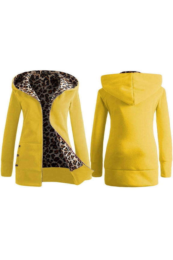Women Winter Coat Fashion Womens Warm Faux Coat Jacket Winter Leopard Long Sleeve Outerwear