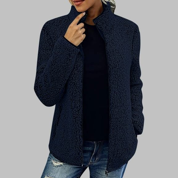 AOOCHASLIY Women Winter Coat Woman Fashion Long Sleeves Comfortable Loose Tops Pocket Long Coat Blouse