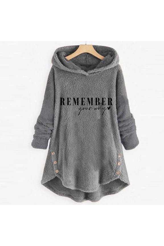 Women Winter Coat Women Plus Size Letter Casual Pockets High Low Long Sleeve Hooded Keep Warm Coat Tops