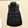 thumbnail image 1 of AOOCHASLIY Women Winter Coat Women Pocket Vest Coat Short Jacket Winter Sleeveless Turn Down Collar Zipper Solid Outerwear, 1 of 5