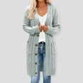 thumbnail image 1 of AOOCHASLIY Women Winter Coat Womens Long Sleeve Cable Knit Long Cardigan Open Front Button Sweater Outerwear, 1 of 5