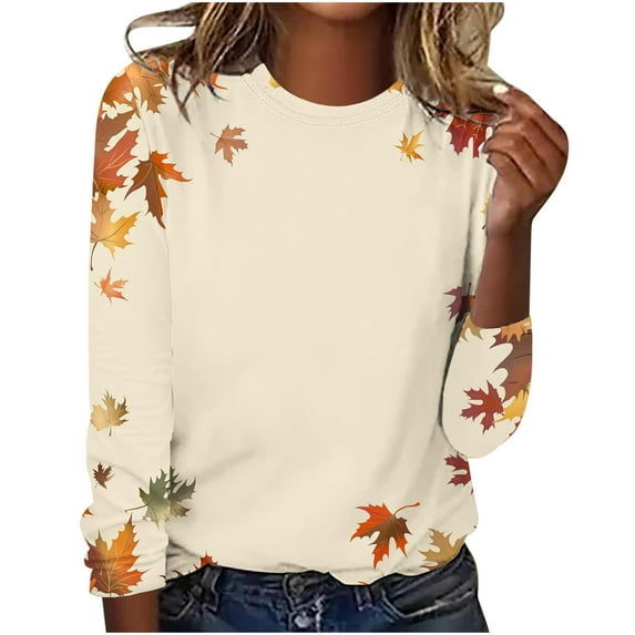 AOOCHASLIY Women's Blouse Fashion Women Casual Long Sleeve Printing Round Neck Loose T-Shirt Tops