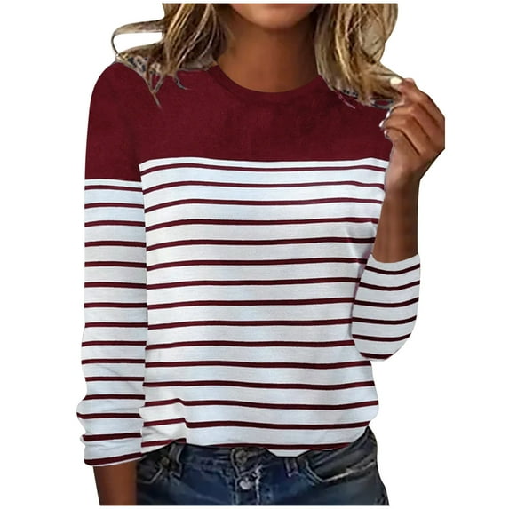 AOOCHASLIY Women's Blouse Fashion Women Casual Long Sleeve Printing Round Neck Loose T-Shirt Tops