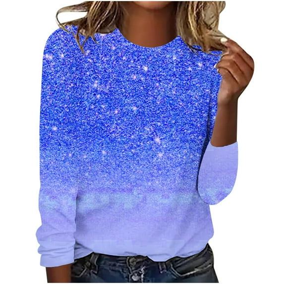AOOCHASLIY Women's Blouse Fashion Women Casual Long Sleeve Printing Round Neck Loose T-Shirt Tops