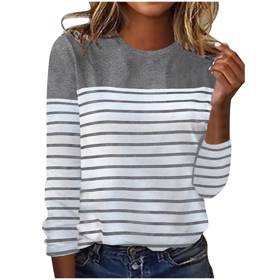 AOOCHASLIY Women's Blouse Fashion Women Casual Long Sleeve Printing Round Neck Loose T-Shirt Tops