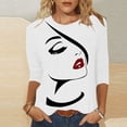 thumbnail image 1 of AOOCHASLIY Women's Blouse Fashion Women Mid-length 3/4 Sleeves Printed T-shirt Round Neck Casual Tops, 1 of 5