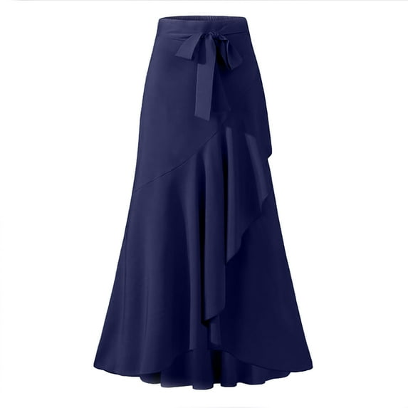 AOOCHASLIY Women's Casual Hakama Irregular Leaf Bow High Waist Long Culottes