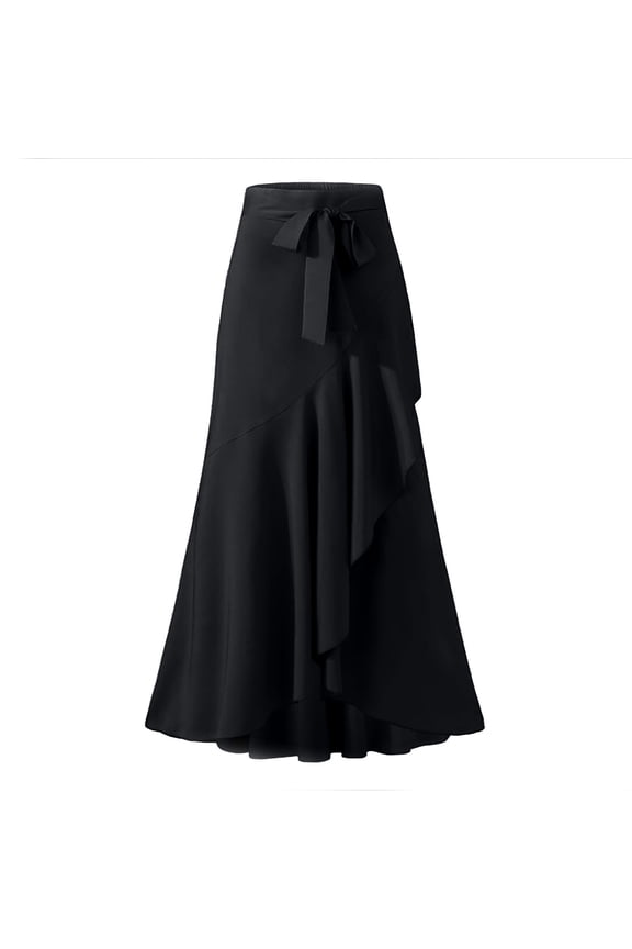 Women's Casual Hakama Irregular Leaf Bow High Waist Long Culottes