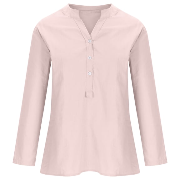 AOOCHASLIY Women’s Linen Cotton Loose Fit Button-Down Tunic Shirt – Long Sleeve with Roll-Up Cuffs, Casual Blouse for Women, Multiple Colors Available