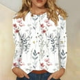thumbnail image 1 of AOOCHASLIY Women's New T-shirt Mid-length 3/4 Sleeves Blouse Round Neck Casual Floral Printing Tops, 1 of 5