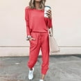 thumbnail image 1 of AOOCHASLIY Women's Solid Sets Casual Top Sets Long Sleeve Stretch Sweatpants Two-Piece, 1 of 5