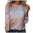 thumbnail image 1 of AOOCHASLIY Women's Tie-dye Gradient Blouse Fashion Women Casual Long Sleeve Round Neck Loose T-Shirt Tops, 1 of 3