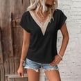 thumbnail image 1 of AOOCHASLIY Women's V Neck Lace Crochet Eyelet Tops Short Sleeve Casual Shirts Blouses, 1 of 7