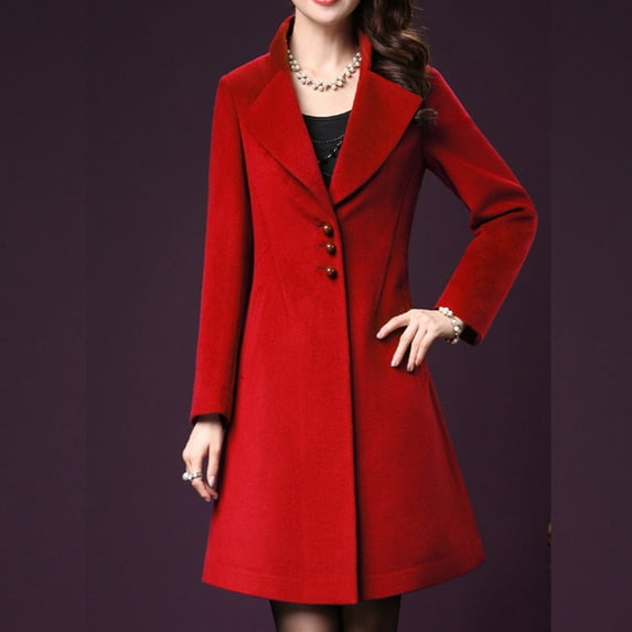 AOOCHASLIY Women's Winter Coat Clothes Women Buttons Nizi Coat Long Sleeve Suit Collar Solid Cardigan Overcoat Tops Windbreaker