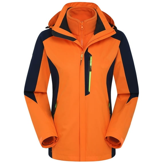 AOOCHASLIY Women's Winter Coat Clearance Women Winter Three In One Removable Sports Mountaineering Suit Outdoor Sprinting Suit Windproof Hooded Coat
