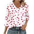 thumbnail image 1 of AOOCHASLIY Womens 3/4 Length Sleeve Tops V Neck Casual Shirts Soft Basic Tee Loose Fit Business Work Tunic Blouses, 1 of 6