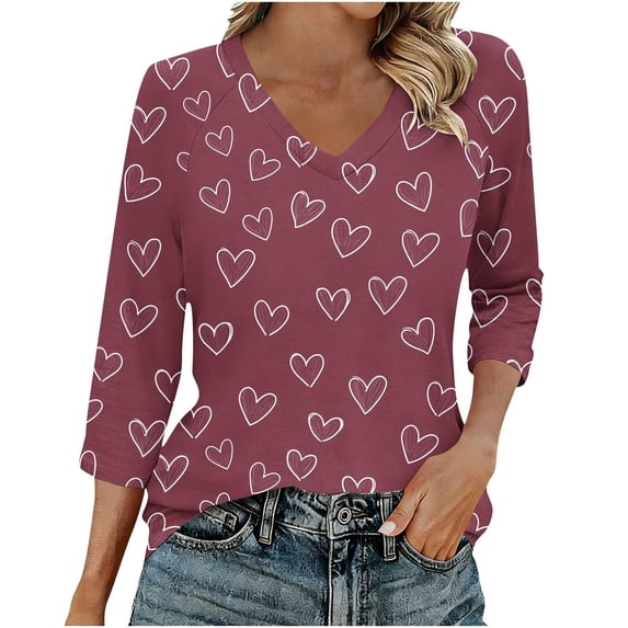 AOOCHASLIY Womens 3/4 Length Sleeve Tops V Neck Casual Shirts Soft Basic Tee Loose Fit Business Work Tunic Blouses