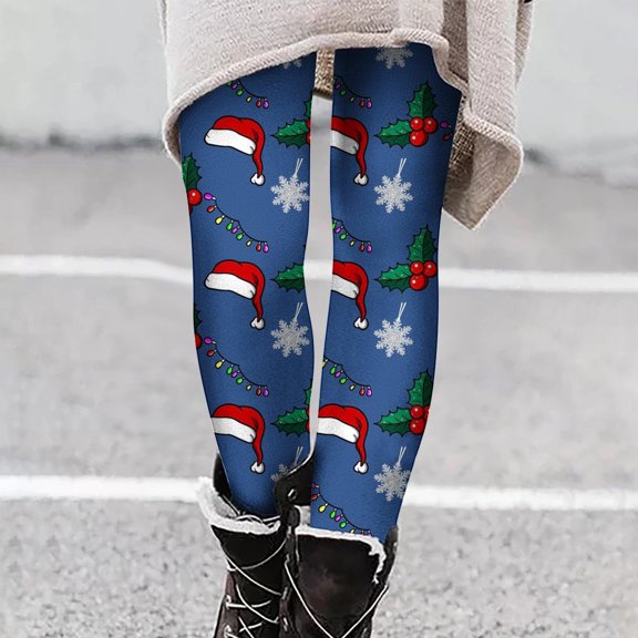 AOOCHASLIY Womens Christmas Pants Womens Fashion Casual Printed Tight Leggings High Waist Long Pants