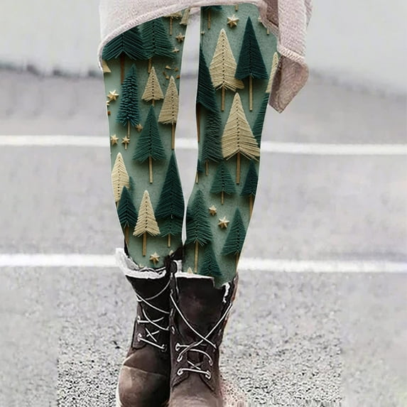 AOOCHASLIY Womens Christmas Pants Womens Fashion Casual Printed Tight Leggings High Waist Long Pants