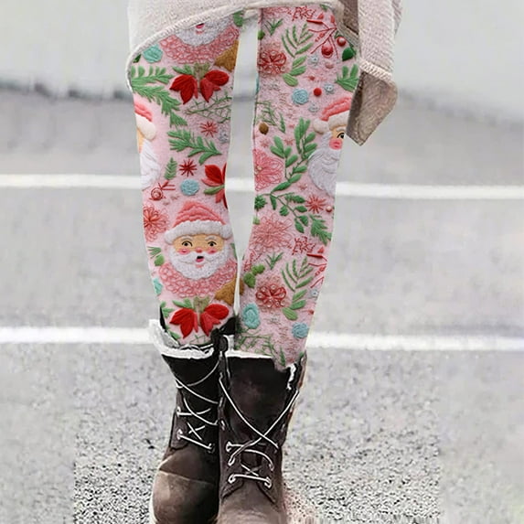 AOOCHASLIY Womens Christmas Pants Womens Fashion Casual Printed Tight Leggings High Waist Long Pants