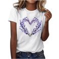 thumbnail image 1 of AOOCHASLIY Womens Clothes Tops Summer Casual Valentine's Day Heart Graphic Fashion Woman Round Neck Short Sleeve Tops T-Shirt Prints Loose Blouse for Home Party Outdoor, 1 of 5
