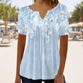 thumbnail image 1 of AOOCHASLIY Fashion Women T-shirts Summer Fold Printed Regular Women Short Sleeves Blouses V Neck Button Tops, 1 of 7