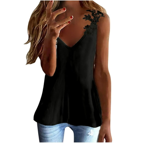 AOOCHASLIY Womens Tee Women Ladies Solid Sleeveless V-neck Pullover Vest Tank Tops Shirts Blouse