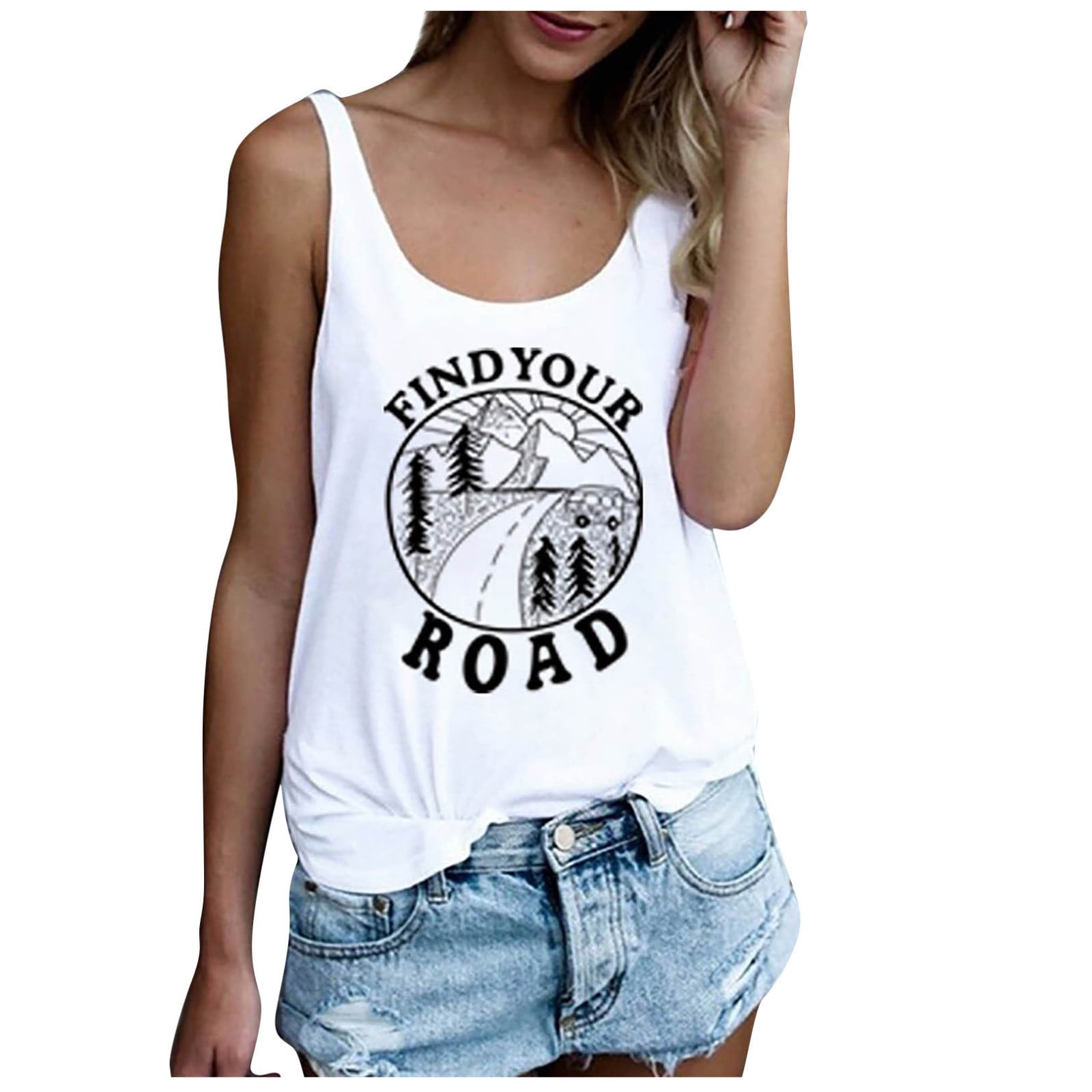 AOOCHASLIY Womens Tee Clearance Women Sleeveless Summer Graphic Tank ...