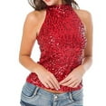thumbnail image 1 of AOOCHASLIY Womens Tee Clothes Women's Shimmer Flashy All Sequins Embellished Sparkle Vest Tank Tops, 1 of 6