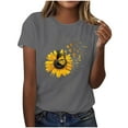 thumbnail image 1 of AOOCHASLIY Womens Clothes Tops Summer Sunflower Graphic Shirts Fashion Woman Crewn Neck Short Sleeve Tops T-Shirt Graphic Loose Blouse for Home Party Holiday, 1 of 4