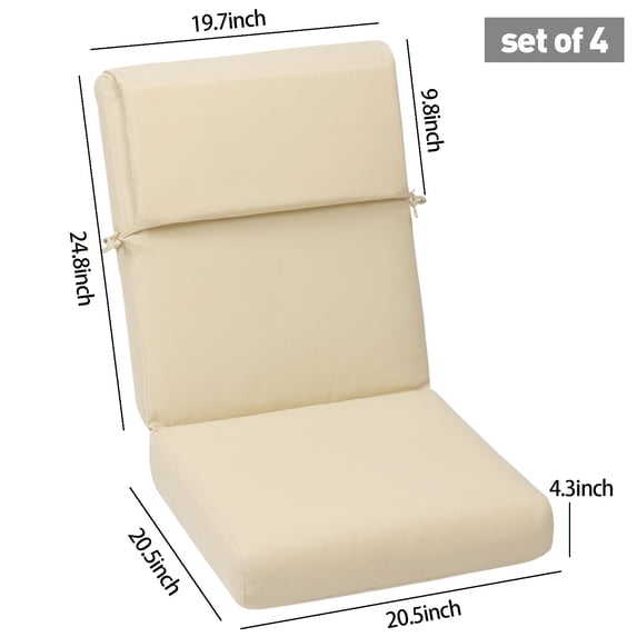 AOODOR Olefin 44.5-inch Outdoor Chair Cushion (Set of 4) Beige