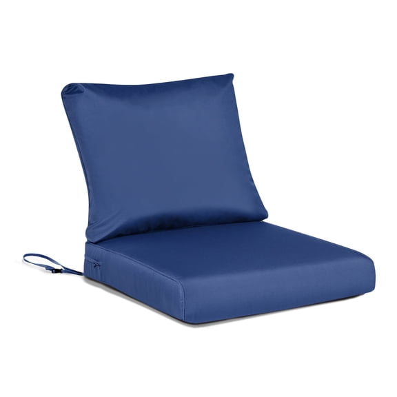 Aoodor Outdoor Chair Cushions Set, 21"x21", Water Resistant Patio Furniture Deep Seat Cushions with Handle & Adjustable Straps, Navy Blue