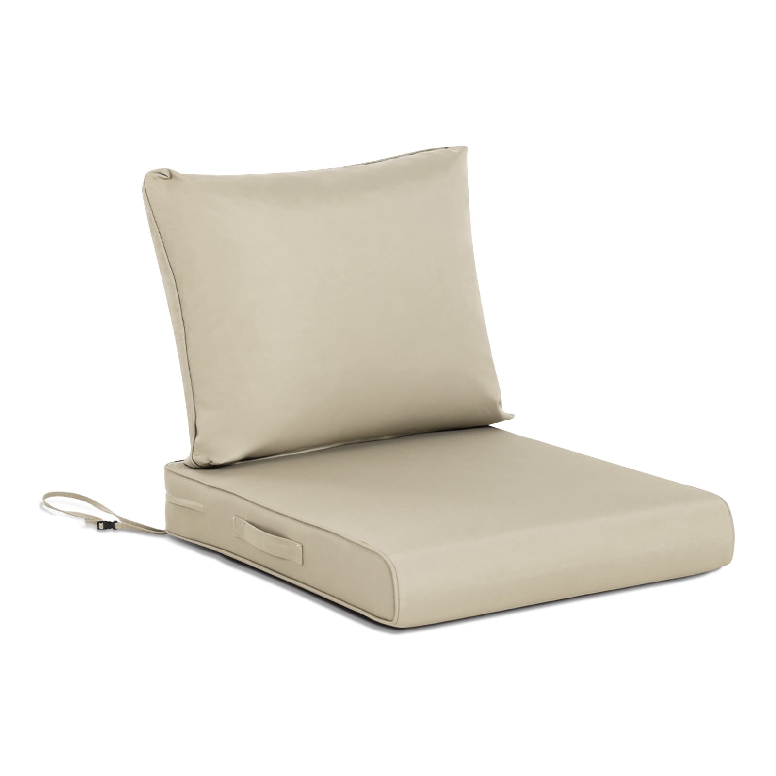 Aoodor Outdoor Chair Cushions Set, 24"x24", Water and Fade Resistant Patio Furniture Deep Seat Cushions, Khaki