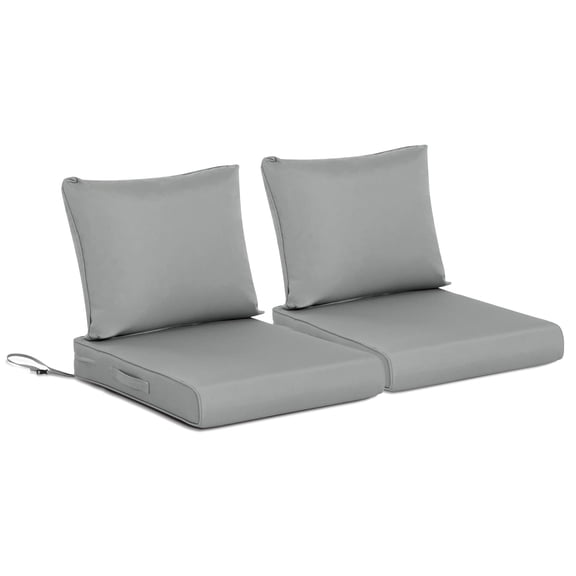 Aoodor Outdoor Chair Cushions Set of 2, 24"x24", Water and Fade Resistant Patio Furniture Deep Seat Cushions, Gray
