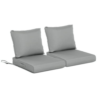 AOODOR Outdoor Chair Cushions Set of 2, 24"x24", Water Resistant Outdoor Deep Seat Cushions with Handle & Adjustable Straps,Gray