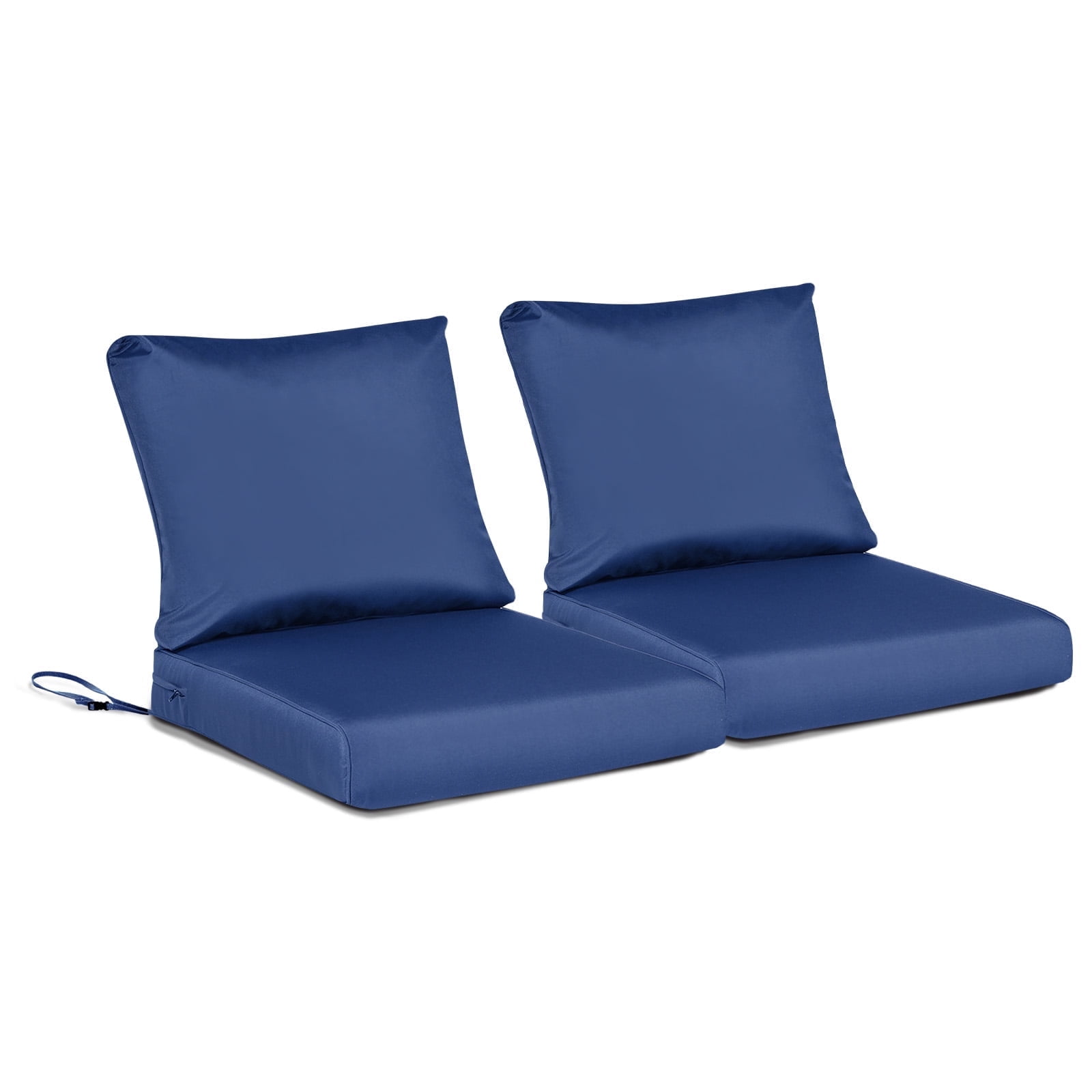 Aoodor Outdoor Chair Cushions Set of 2, 24"x24", Water and Fade Resistant Patio Furniture Deep Seat Cushions, Navy Blue