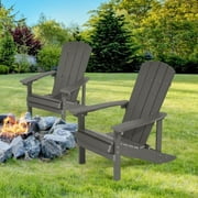 AOOLIMICS Weather-Resistant HIPS Patio Adirondack Chair-Set of 2 Charcoal Gray