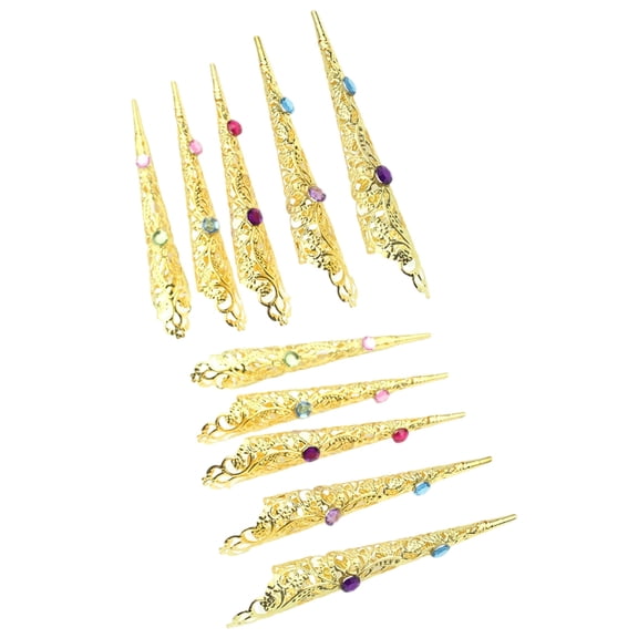 AOOOWER 10PCS Gold Alloy Nail Tip Claw Rings Exaggerated Fashion Rings Suitable for Nail