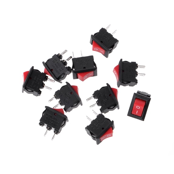 AOOOWER 10 Pcs 2 Pin 10x15mm SPST ON/OFF Soldering Terminal Boat Rocker Switch 3A AC 250