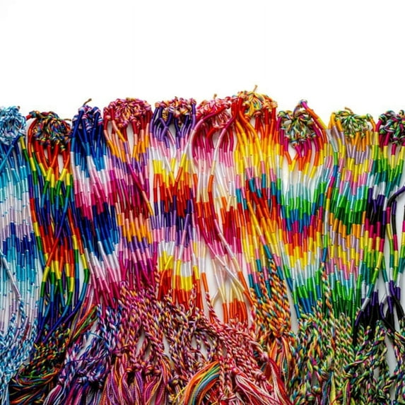 AOOOWER 100Pieces Multicolor Braid Strands Bracelets Friendship Cords Hand-Making Bracelet Cotton Material Jewelry Gift for Girl