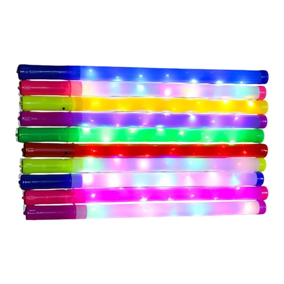 AOOOWER 10Pcs Colorful LED Glowing Sticks Battery Operated Flashing LED Sticks for Festival Birthday Concerts and Night Event